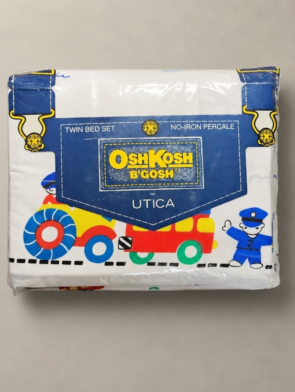 Vintage 1986 OshKosh B’Gosh Utica Things That Go Twin Sheet Set NOS